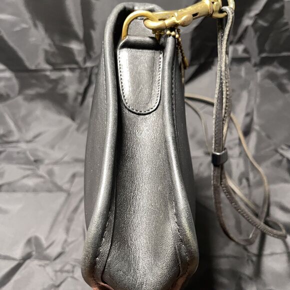 COACH Black Leather "Basic Bag" Zip Clutch Crossbody - Made in USA Vintage 70s - Picture 9 of 16